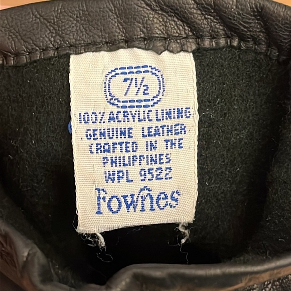 FOWNES Black Leather Gloves Women’s- Size 7 1/2 - Picture 4 of 5